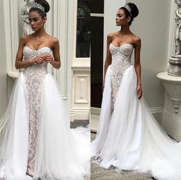 Vintage 2024 Overskirts Wedding Dresses Sweetheart Neckline Delicate Appliques Wedding Gowns Sweep Length Sleeveless Bridal Gown