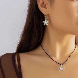 Necklace Earrings Set Sweet Star Woman Jewelry Fashion Pendant Drop Alloy Material For Girl Teens