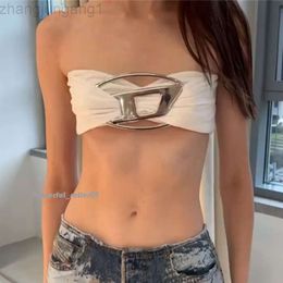 Deisel Designer Deisel Tops Disel Stylish and Sexy Ultra Short One Line Collar Bra for Women's Summer New Fashion Metal Letter 2314