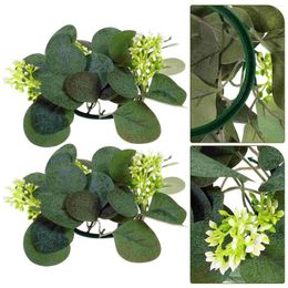 Decorative Flowers 2 Pcs Candlestick Garland Eucalyptus Centerpieces Rings Or Artificial Leaf Greenery Candy Wreaths Christmas Silk Flower
