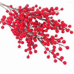 Decorative Flowers Red Berry Stem Long Berries For Christmas Tree Artificial Xmas Picks Ornaments Crafts Holiday Decor