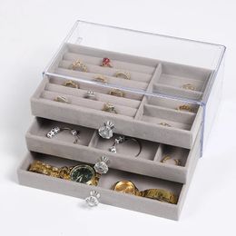 Three layers Plastic Jewellery Box Storage Display Ring Earrings Necklace Acrylic Organiser jewlery holder 240318