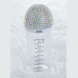 MIYOCAR personalized any name can make lovely bling baby bottle 260ml plastic BPA free many colors choose baby shower gift 240322