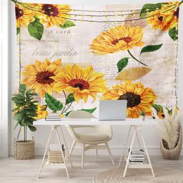 Tapestries 3D Tapestry Wall Hanging Living Room Decoration Floral Sunflower Print Home Dormitory Decor