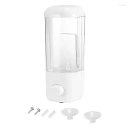 Liquid Soap Dispenser 500ml Bathroom Wall Mounted Self-Adhesive Shampoo Container Hand Press Clear Lotion Single Slot