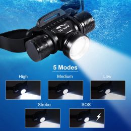 APLOS H900 LED Rechargeable Headlamp 3000LM IPX8 Waterproof Super Diving Headlamp 21700 Torch Underwater Scuba Head Flashlight