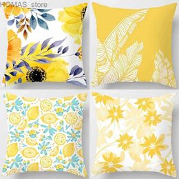 Pillow Fashionable yellow decorative box living room sofa office chair waist cushion cover aesthetic home decoration Y240401