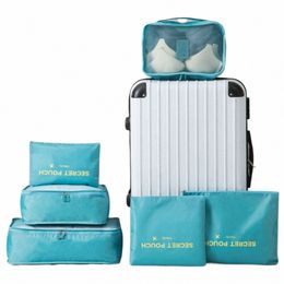 6pcs Set Travel Organiser Storage Bags Suitcase Packing Set Storage Cases Portable Lage Organiser Clothe Shoe Tidy Pouch O5oV#