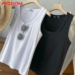 Women's Tanks MNCCMOAA-Women's Sleeveless Elastic Slim Vest Round Neck Monochromatic Female Casual Tops Summer Fashion 2024