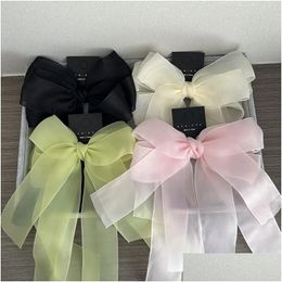 Hair Rubber Bands Korean New Super Organza Double Bow Long Streamer Spring Clip For Temperament Girls Fashion Top Accessori Dhgarden Dherh