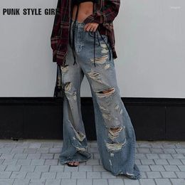 Women's Jeans 2024 American Style Loose Hip Hop Trousers High Street Retro Wide-leg Pants Casual Straight High-waisted Women