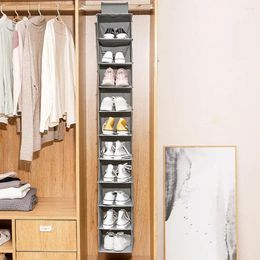 Storage Boxes 10 Layer Wall Closet Hanging Bag Wardrobe Organizer Shoes Cabinet Sundries Shoe Bags