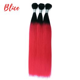 Weave Weave Blice For Women Synthetic Straight 1824 Inch Weaving Ombre Color Weft 3pcs /Pack High Temperature Fiber Hair Bundles