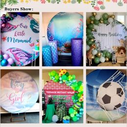 Winter Frozen Theme Girls Birthday Party Round Backdrop for Photography Blue Ice Snow Baby Shower Dessert Table Banner Photocall