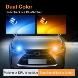 1pcs Dual Colour T20 LED 7443 W21/5W Bulb 1157 BAY15D 45Smd Led T25 3157 P27/7W Car DRL Turn Signal Lamp Auto Lights Bulb Switch