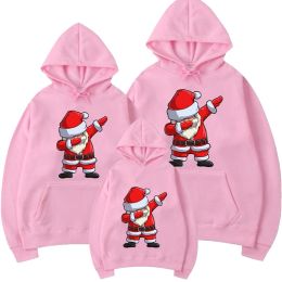 Parent-child Clothing Autumn Winter Hoodies Cute Christmas Santa Print Pullover Sweatshirt For Men And Women And Kids Clothes