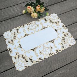 Table Mats Modern White Lace Embroidery Placemat Cup Mug Kitchen Christmas Dining Place Mat Cloth Tea Coffee Doily Dish Pad