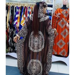 Dashikige afrykańskie sukienki dla kobiet Bazin Riche druk brytyjska kolorowa szacie femme nowo przybysze letnie w paski luźna moda