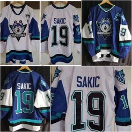 24S 40Quebec Nordiques #19 Joe Sakic White Blue tage Men's Ice Hockey Jersey Custom Code Size S-4XL