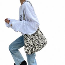 japanese and Korean Ins Modern Small Leopard Print Menger Bag, Single Shoulder Canvas Bag for Female Student L6nS#