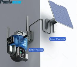 Y5 wireless Solar Camera Dual camera 360 4X/10X Optical Zoom Solar Powered surveillance camera wireless WIFI or 4G