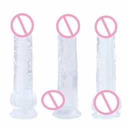 Nxy Dildos Dongs Jelly Dildo Female Masturbation with Suction Cup Simulation Super Large Thick Crystal Clear Coloured Adult Products 240330