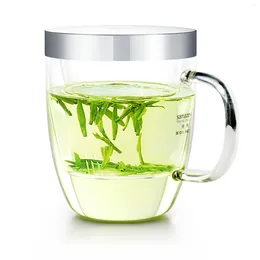 Wine Glasses Samadoyo Heat-resistant Glass Tea Cup Green With Filter Simple 400ml