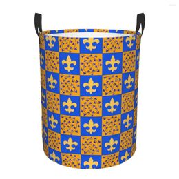Laundry Bags Fleur De Lis Checkerboard Hamper Large Clothes Storage Basket Geometric Cheque Chequered Toys Bin Organiser For Boy Girl
