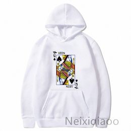 plus Size Women Men Autumn Winter Playing Cards Poker Q Print Hoodies King Queen Sweatshirt Male Clothes Harajuku Funny Hoodie B9Gq#