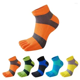 Men's Socks 1/5 Pairs Man Sport Toe Compression Striped Bright Color Deodorant Sweat-Absorbing Shallow Mouth 5 Finger Boat