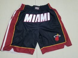 Mens''Miami''Heat''Authentic shorts Basketball Retro Mesh Embroidered Casual Athletic Gym Team Shorts 11