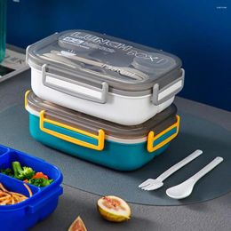 Dinnerware Compartmented Lunch Box Microwave Safe Sleek Modern All-in-1 Bento With 2 Stackable Containers For On-the-go