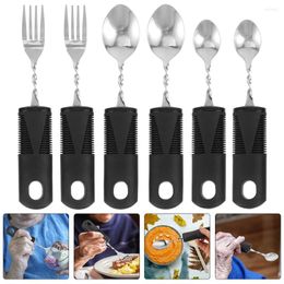 Dinnerware Sets 2 Bendable Cutlery Utensils For Elderly Tool Bevel The Tableware Rubber Adults Spoon And Fork Disabled Flatware