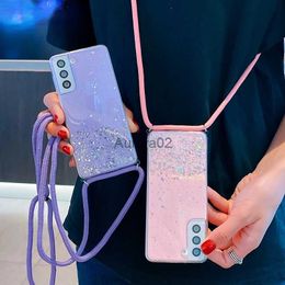Cell Phone Cases Glitter Case For Samsung Galaxy A13 A23 A33 A53 A73 A72 A52 A54 A12 A34 A32 A71 A51 Cover Crossbody Necklace Lanyard Strap yq240330