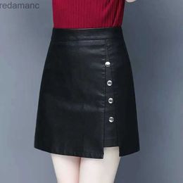 Skirts Skorts Spring Autumn New Button Patchwork A-line Half Skirt Black All-match High Waist Solid Hip Skirt Vintage Elegant Women Clothing 240330