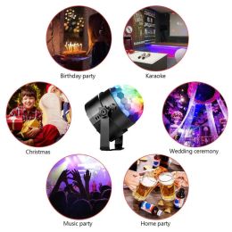 USB Stage Light RGB Laser Projector Sound Activated Rotating Disco DJ Party Magic Ball Mini Strobe Lamp Home KTV Christmas Show