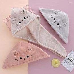 Towel Hair Drying Hat Super Soft No Shedding Coral Fleece Dry Cute Kitty Shower Wrap