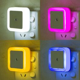 Mini LED Night Light EU/US/UK Plug Light Sensor Square Shape Nights Lamp For Kid's Room Bedroom Bedside Aisle Corridor 110V 240V