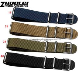 Bands New Arrived nylon band 18mm 20mm 22mm 24mm waterproof Straps sport Army green khaki blue wrist Bracelet accessories H240330