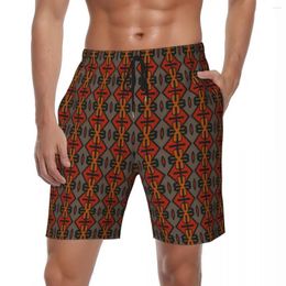 Men's Shorts Swimwear Tribal Print Gym Summer Vintage Ethnic Casual Beach Males Printed Sports Fitness Quick Drying Swim Trunks