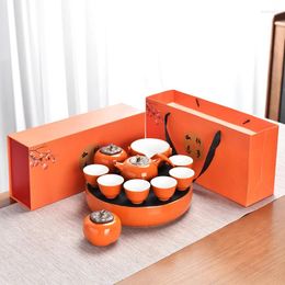 Teaware Sets Ruyi Pastoral Style Tea Set Office Meeting High-End Gift Box Making Fantastic Product Teapot