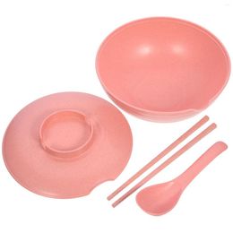 Bowls Ramen Noodles Instant Bowl Household Soup Decorative Container Microwavable With Chopsticks Pink Multi-use