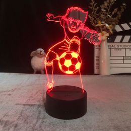 Anime Captain Tsubasa Figure Led Colourful Night Light for Home Room Birthday Holiday Decor Something about Football Gift 3d Lamp