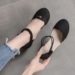 Sandals Tops Weave Wedges Ladies Shoes On Offer Women's Elastic Band Round Toe Beach Outdoor Female