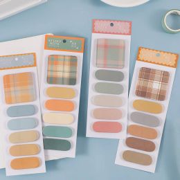 Fresh plaid sticker girls cute sticky notes school student marker sticker self-adhesive note paper Office message stickers gifts