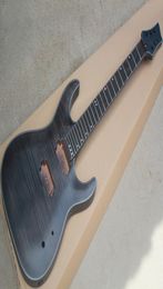 DIY black SemiFinished Electric Guitar with Flame Maple VeneerRosewood FretboardCan be Customized as Requested1398275