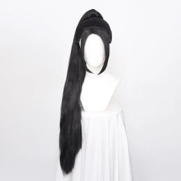 Wigs ccutoo wig Valorant Sage Cosplay Wig Long Black Women Wig with Removable Ponytail Synthetic Hair Heat Resistant Halloween