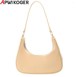 Shoulder Bags Pure Color Underarm Hobos Bag Casual Ladies Zipper Mini Purse Top-handle Handbag