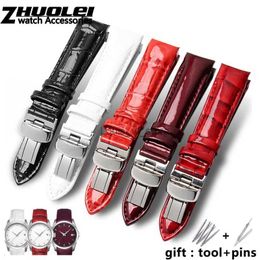 Bands high quality genuine leather band for tissot wristband curved end straps 18mm fashion bracelet H240330