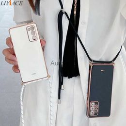 Cell Phone Cases Crossbody Lanyard Strap Case For Samsung Galaxy A52 A72 A33 A53 A52S A73 A32 A51 4G 5G S22 S21 S20 Fe Plus Ultra Cover yq240330